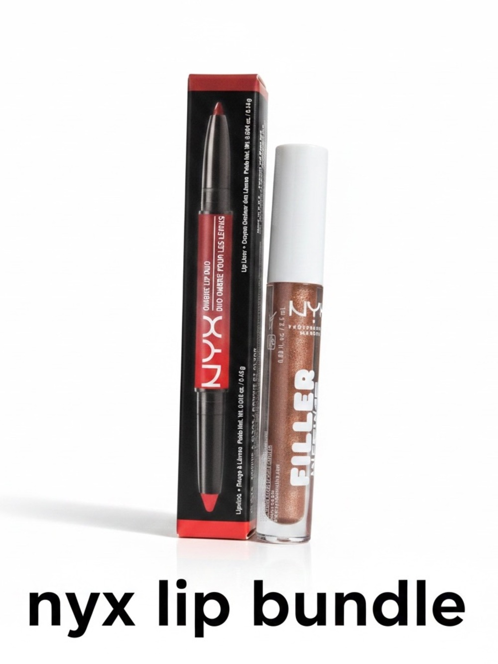 Nyx Bonnie & Clyde dual lip pencil and Nyx filler instinct lip gloss plumper
